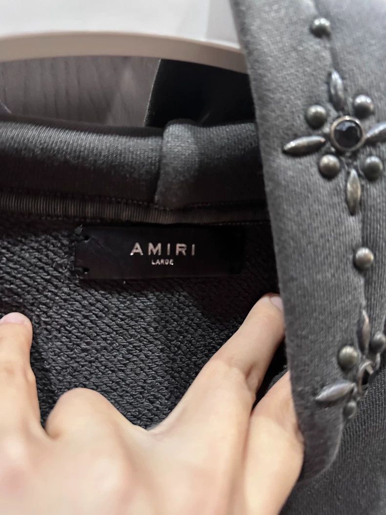 Amiri stylish gray hoodie with embellishments Size US M / EU 48-50 / 2 - 3 Thumbnail