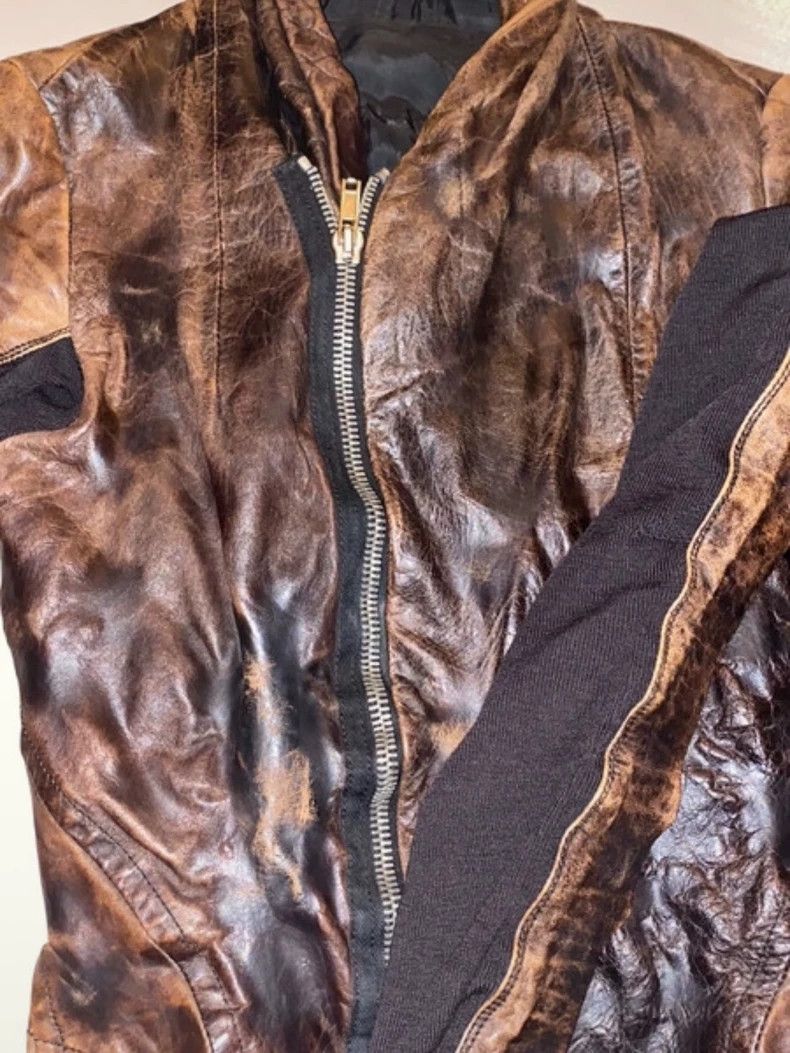 Rick Owens rick owens distressed waxed leather biker jacket Size US M / EU 48-50 / 2 - 5 Thumbnail