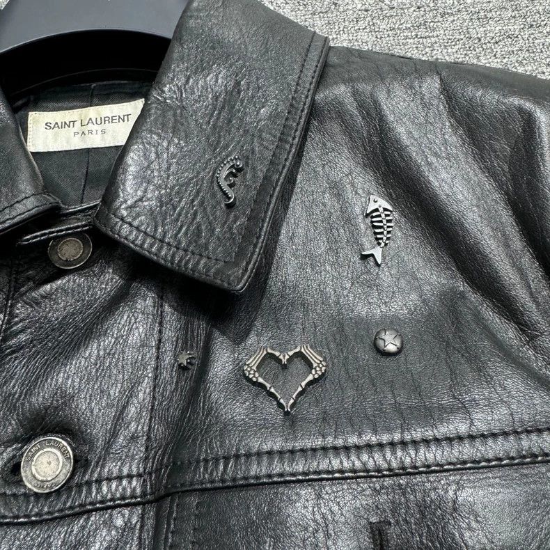 Saint Laurent Paris black leather jacket by saint laurent Size US L / EU 52-54 / 3 - 3 Thumbnail