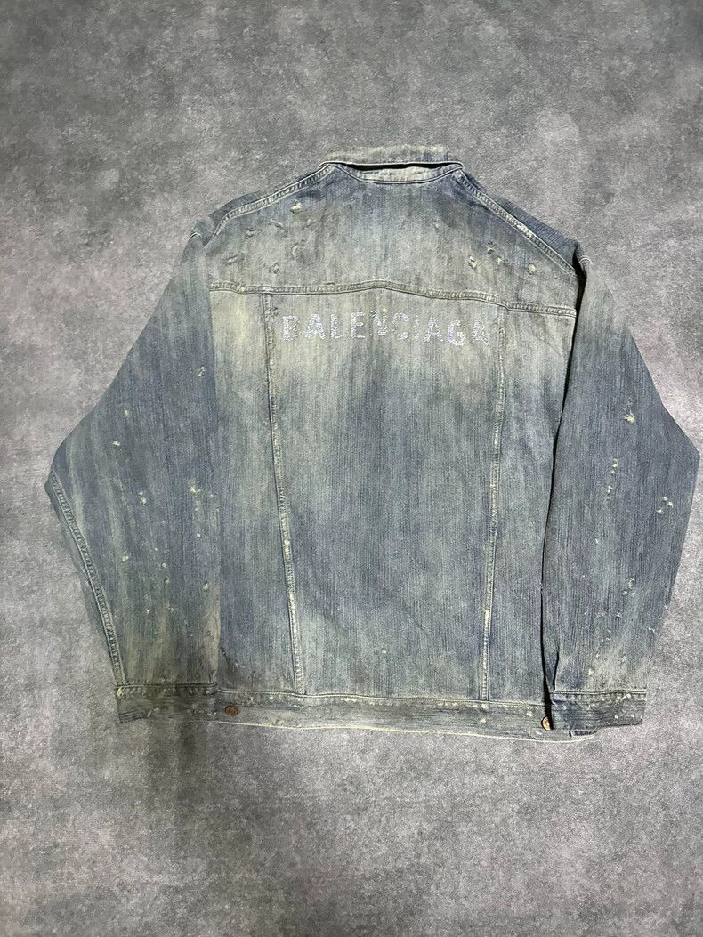 Balenciaga Balenciaga Distressed Denim Jacket with Crystals Size US S / EU 44-46 / 1 - 2 Thumbnail