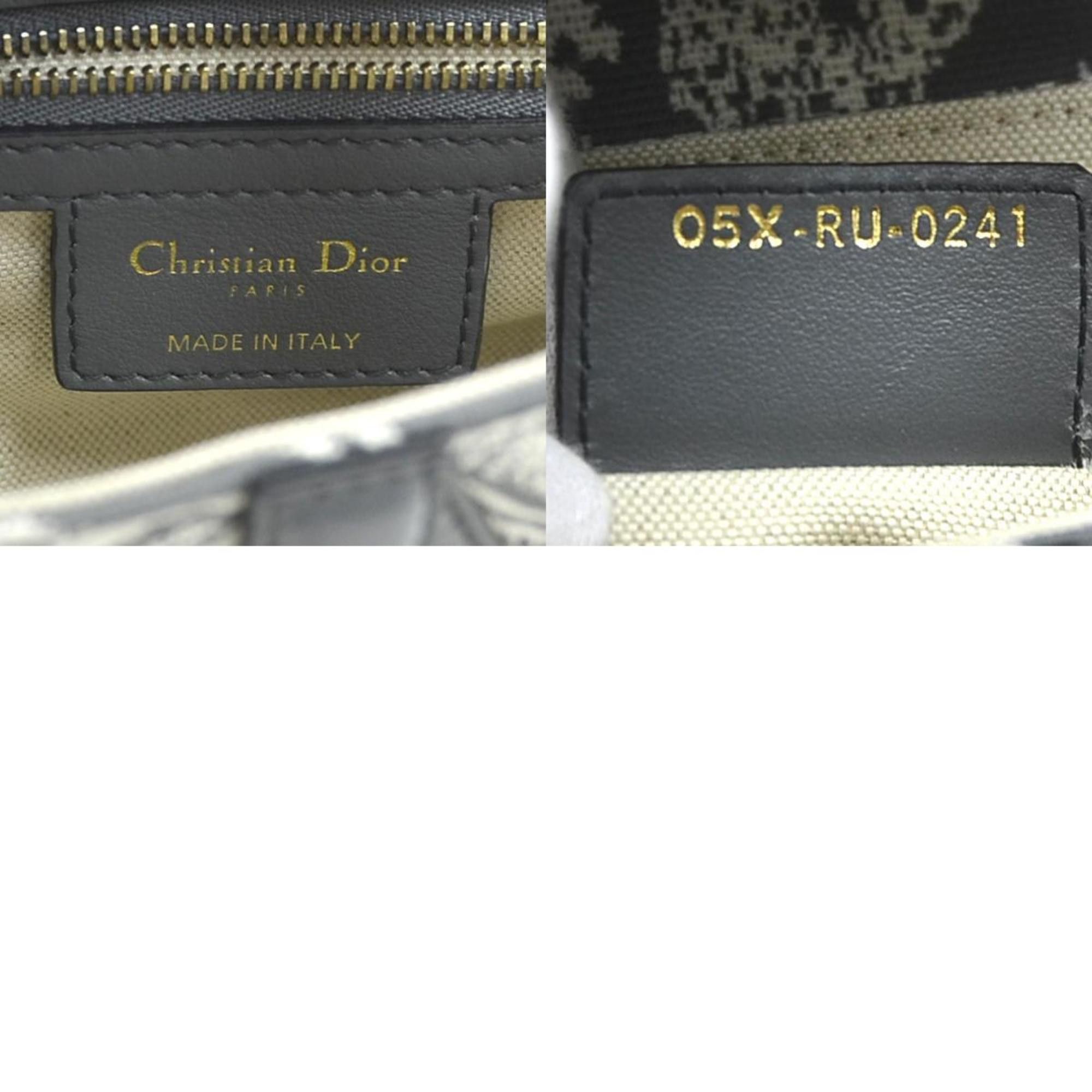 Dior Christian Dior Shoulder Bag Saddle Toile de Jouy Reverse Jacquard Canvas Leather Gray Off-White Gold Women's e60536a Size ONE SIZE - 5 Thumbnail