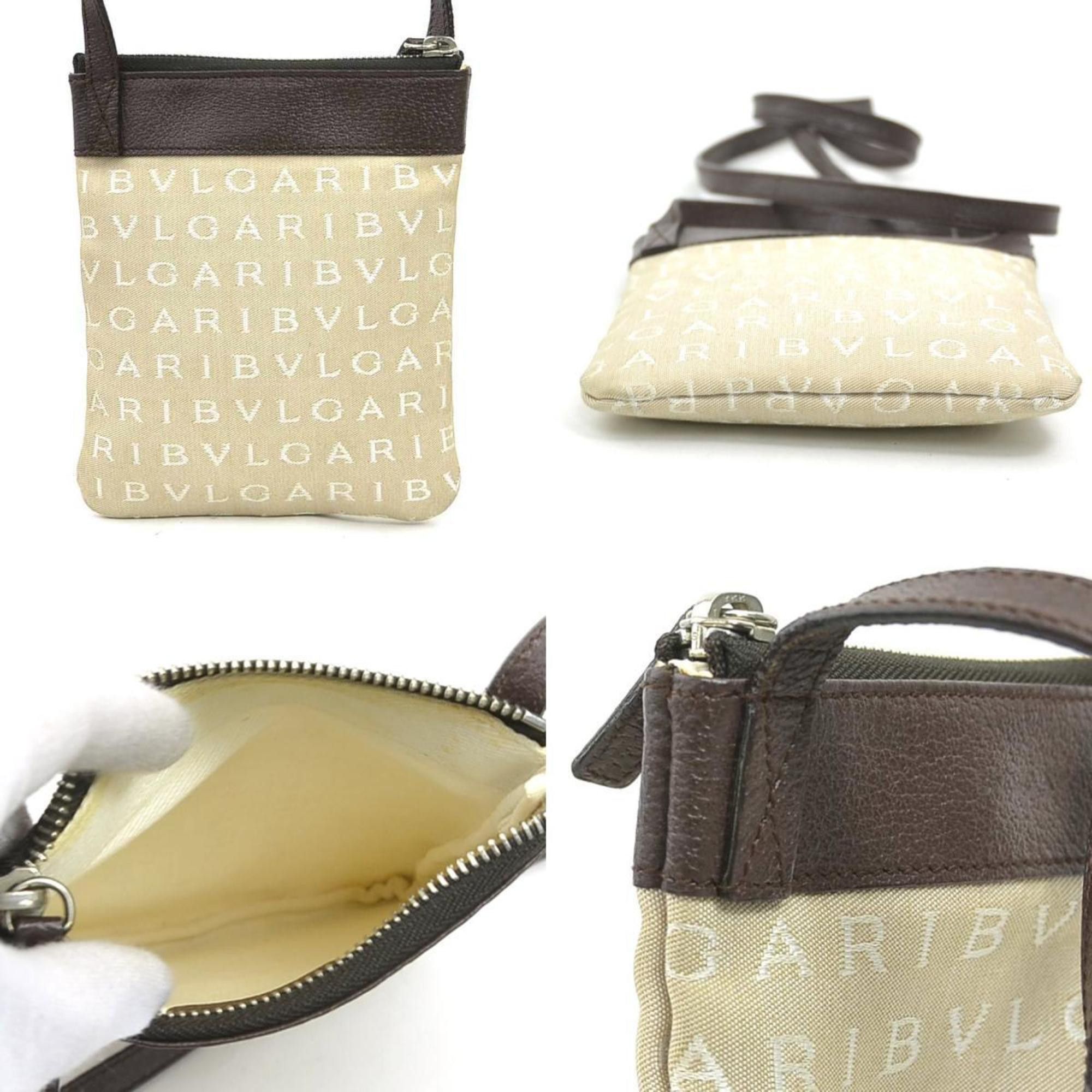 Bvlgari BVLGARI Shoulder Bag Canvas Leather Brown x Beige Women's h31259a Size ONE SIZE - 3 Thumbnail