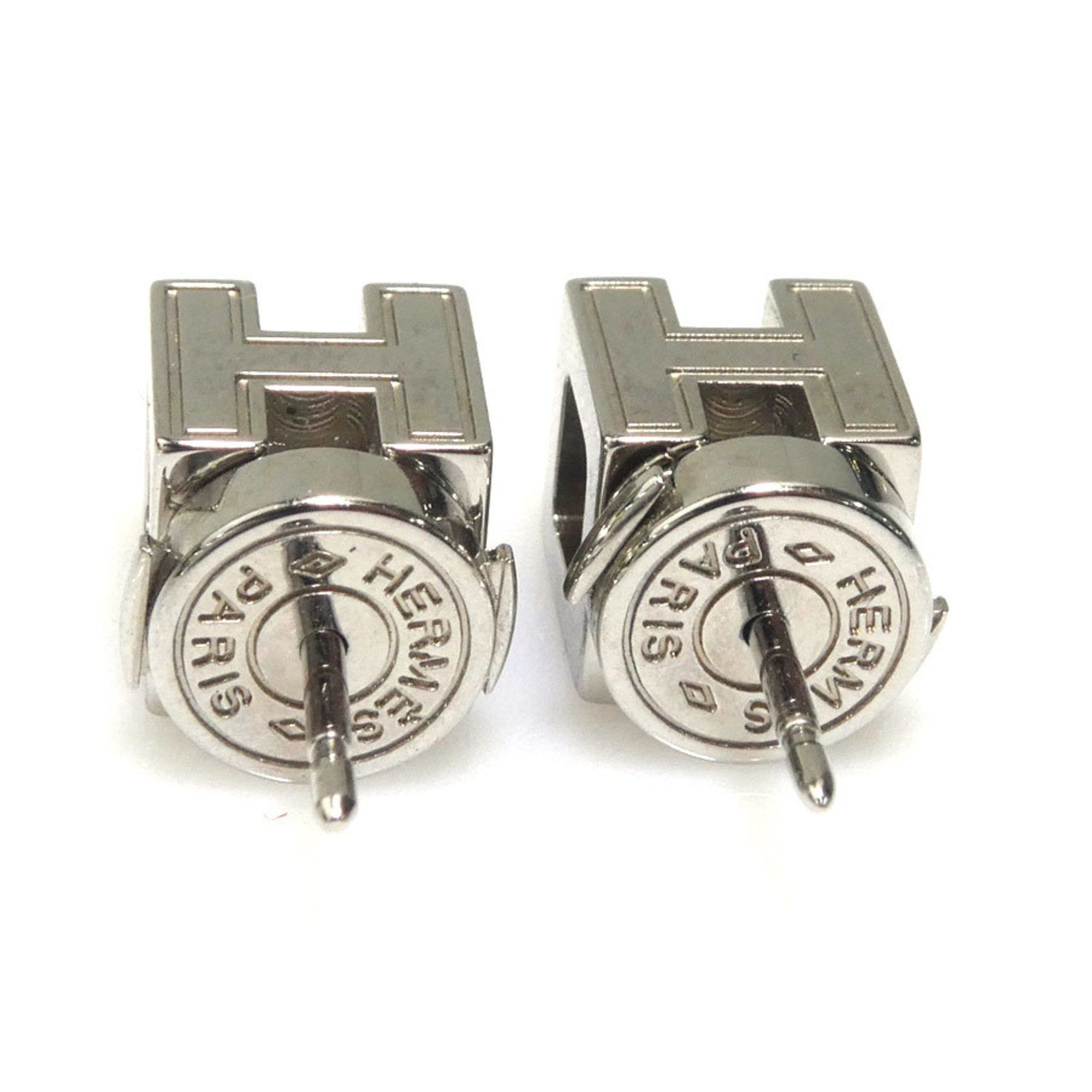 Hermes Hermes Earrings Cage de H Metal Enamel Silver Off-White Women's e60586g Size ONE SIZE - 4 Thumbnail