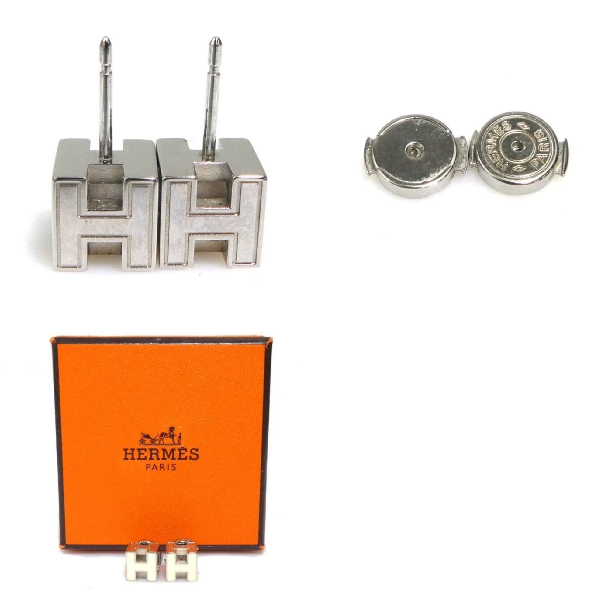 Hermes Hermes Earrings Cage de H Metal Enamel Silver Off-White Women's e60586g Size ONE SIZE - 5 Thumbnail