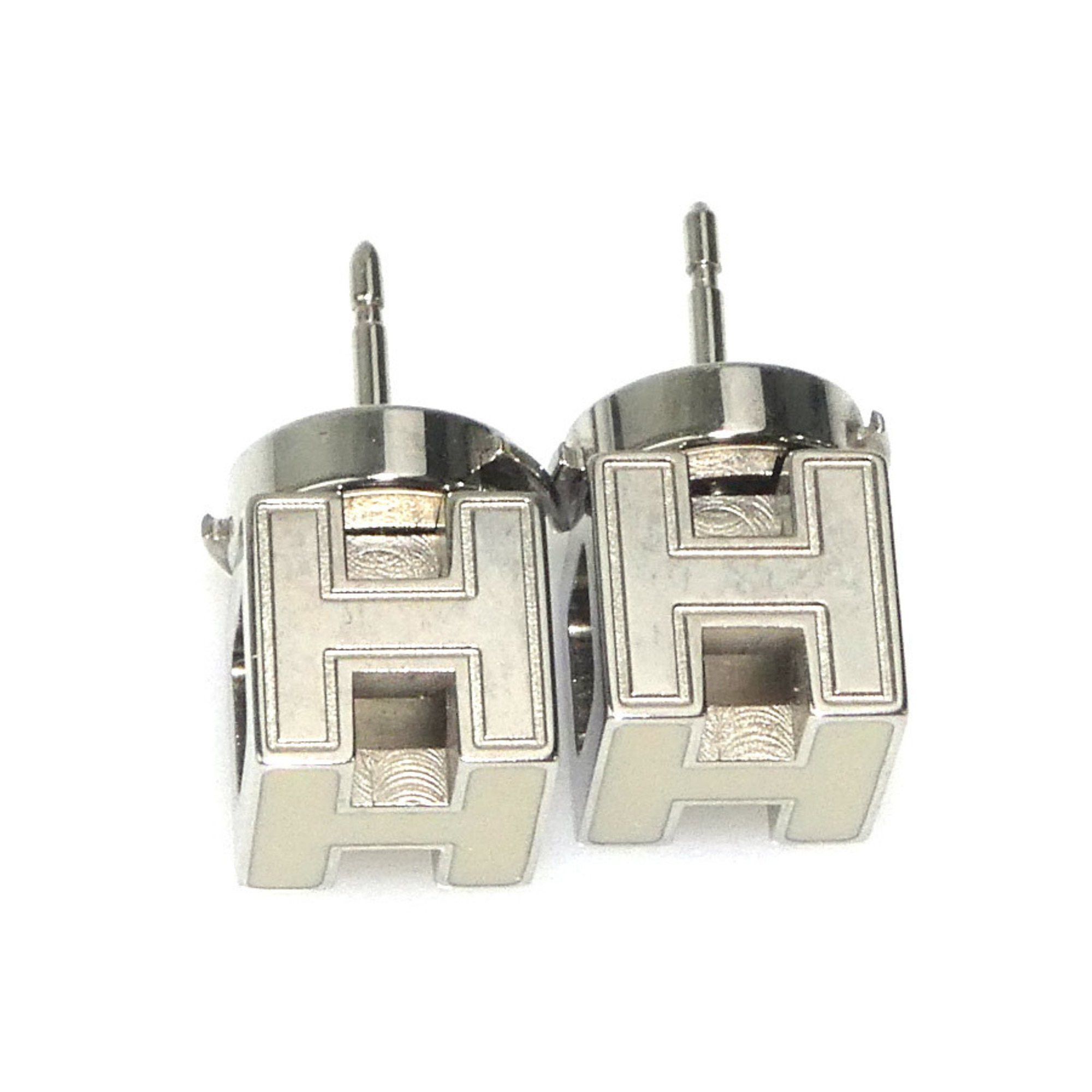 Hermes Hermes Earrings Cage de H Metal Enamel Silver Off-White Women's e60586g Size ONE SIZE - 3 Thumbnail