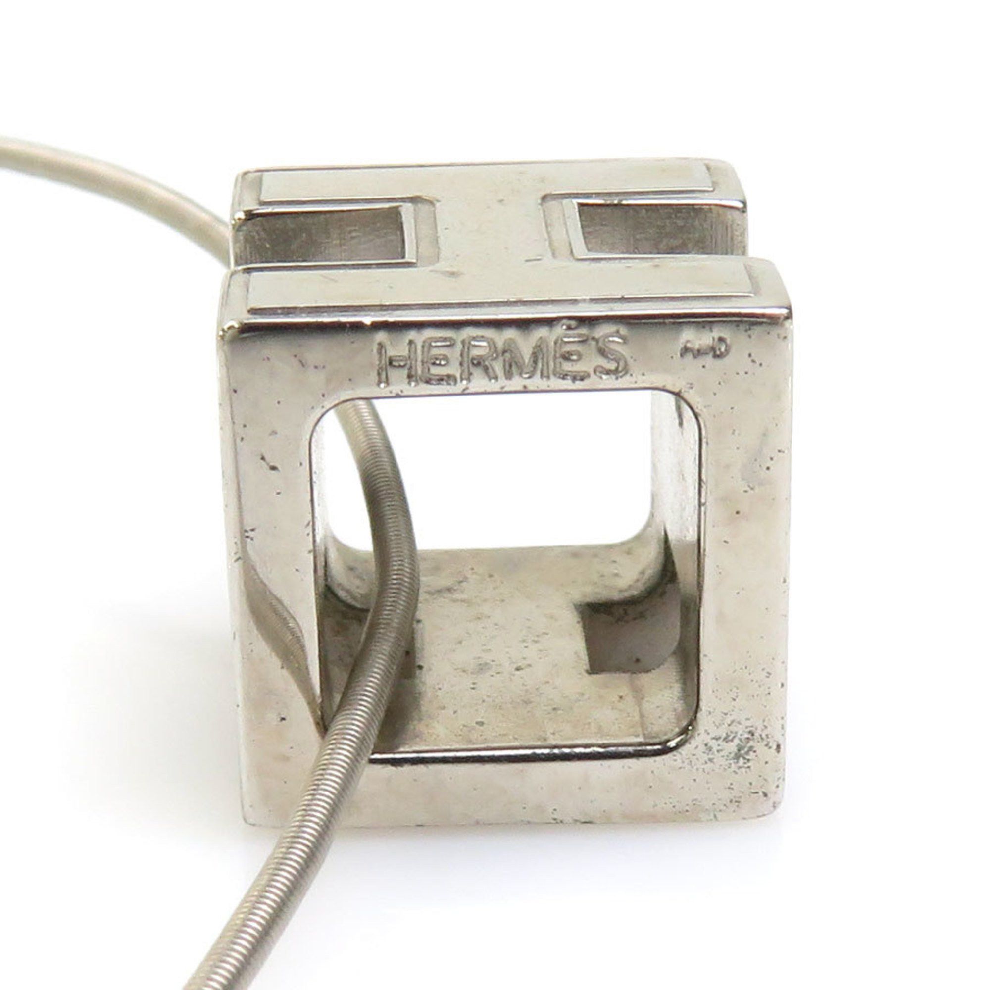 Hermes Hermes Necklace H Cube Cage d'Ash Metal Enamel Silver Off-White Women's e60587g Size ONE SIZE - 3 Thumbnail