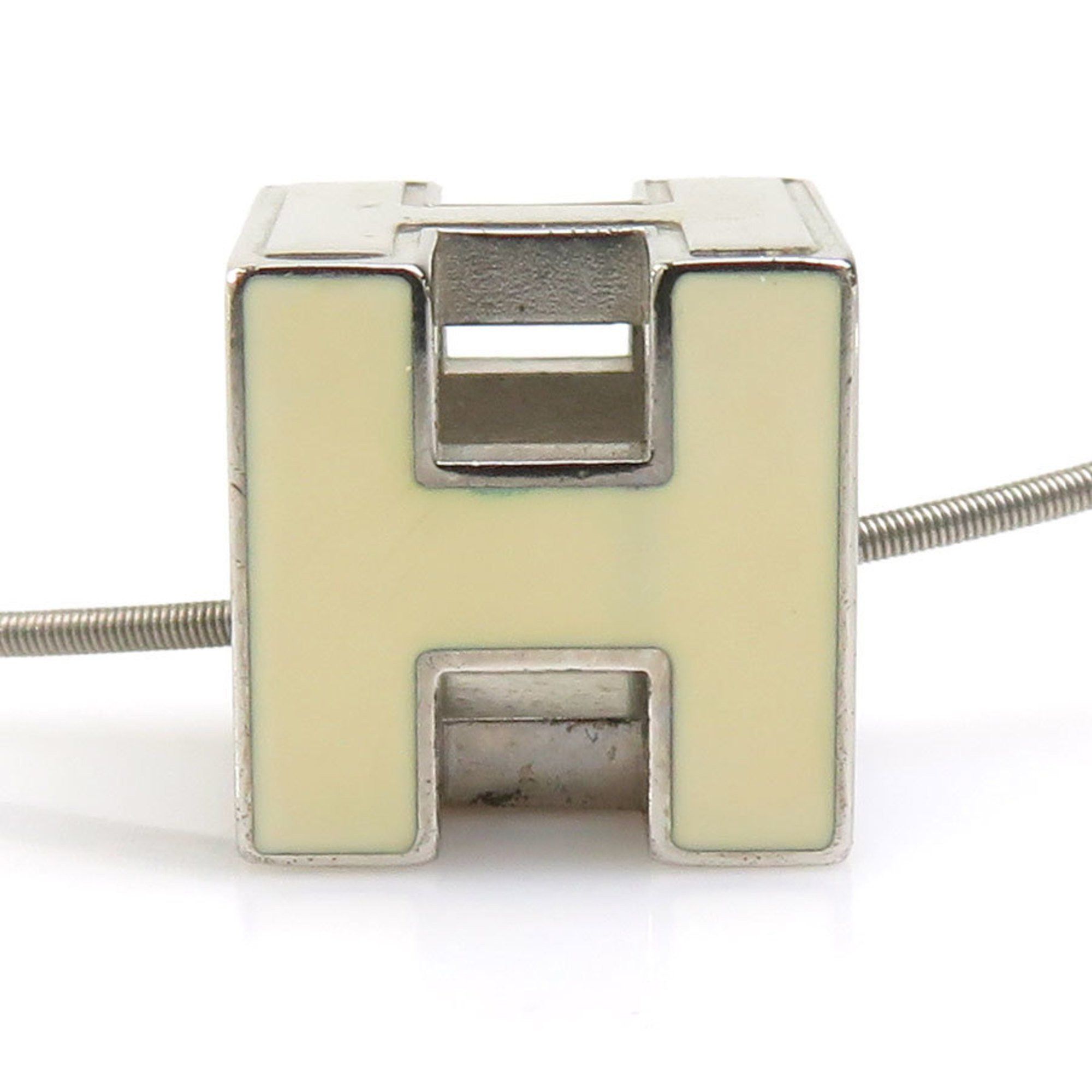 Hermes Hermes Necklace H Cube Cage d'Ash Metal Enamel Silver Off-White Women's e60587g Size ONE SIZE - 2 Thumbnail