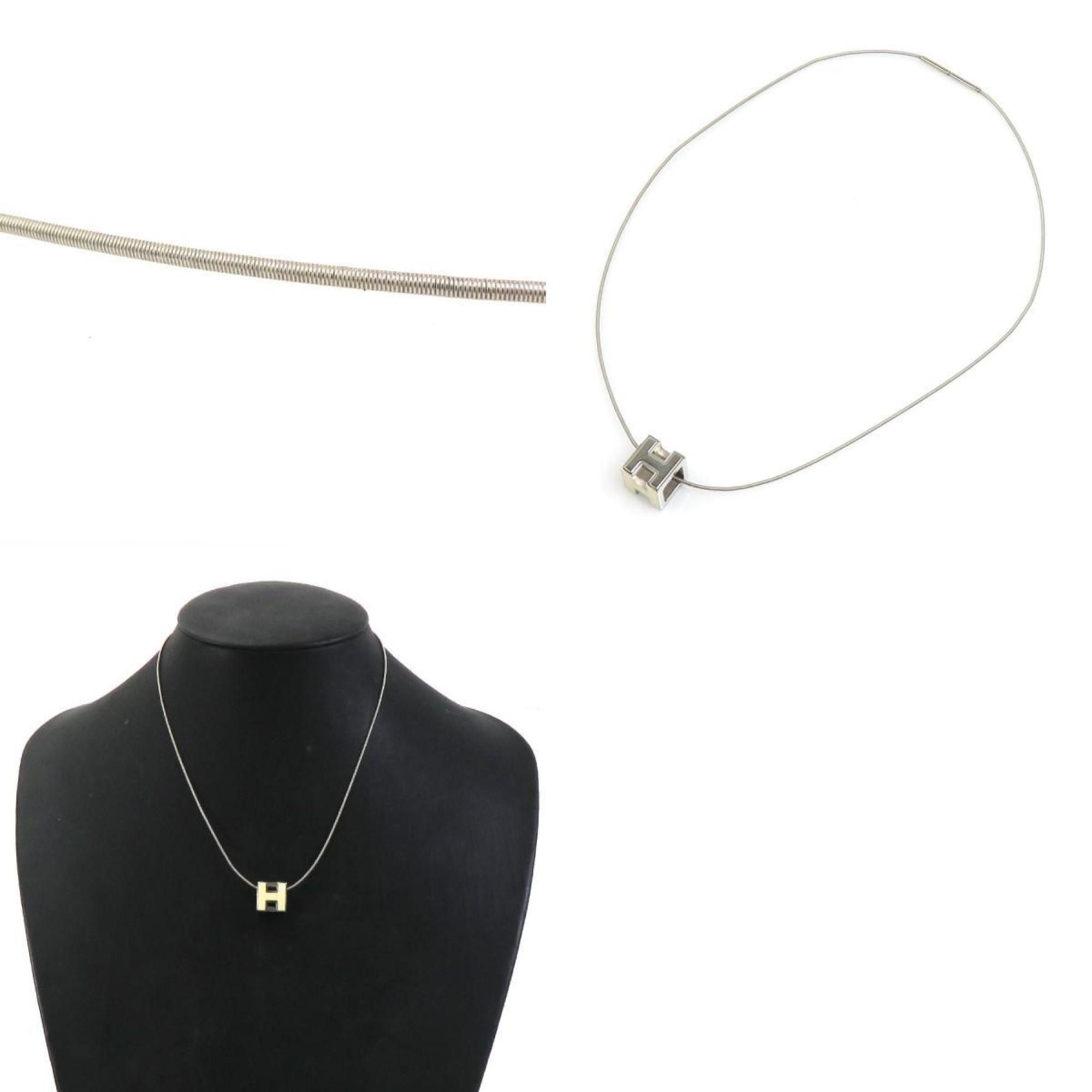 Hermes Hermes Necklace H Cube Cage d'Ash Metal Enamel Silver Off-White Women's e60587g Size ONE SIZE - 5 Thumbnail
