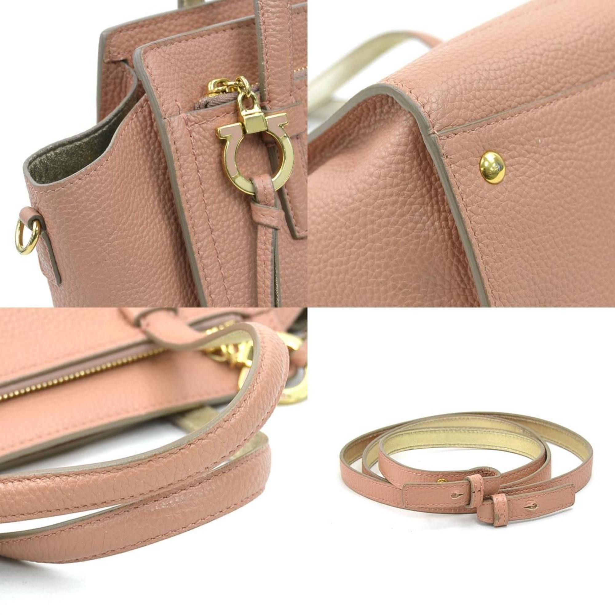 Salvatore Ferragamo Salvatore Ferragamo handbag shoulder bag Gancini leather coral pink ladies r10638a Size ONE SIZE - 3 Thumbnail