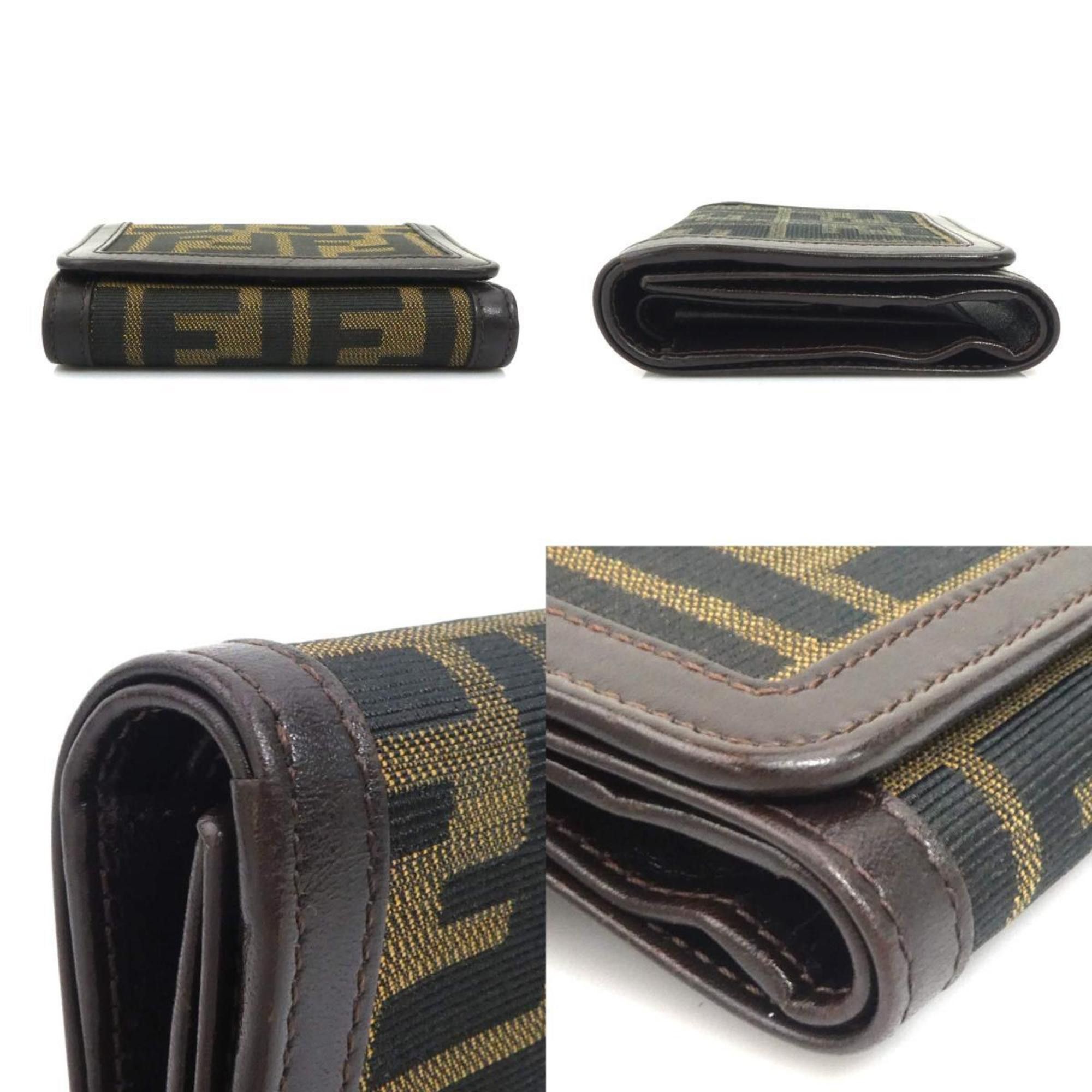 Fendi FENDI Tri-fold Wallet Zucca Canvas Leather Brown Women's e60560g Size ONE SIZE - 3 Thumbnail