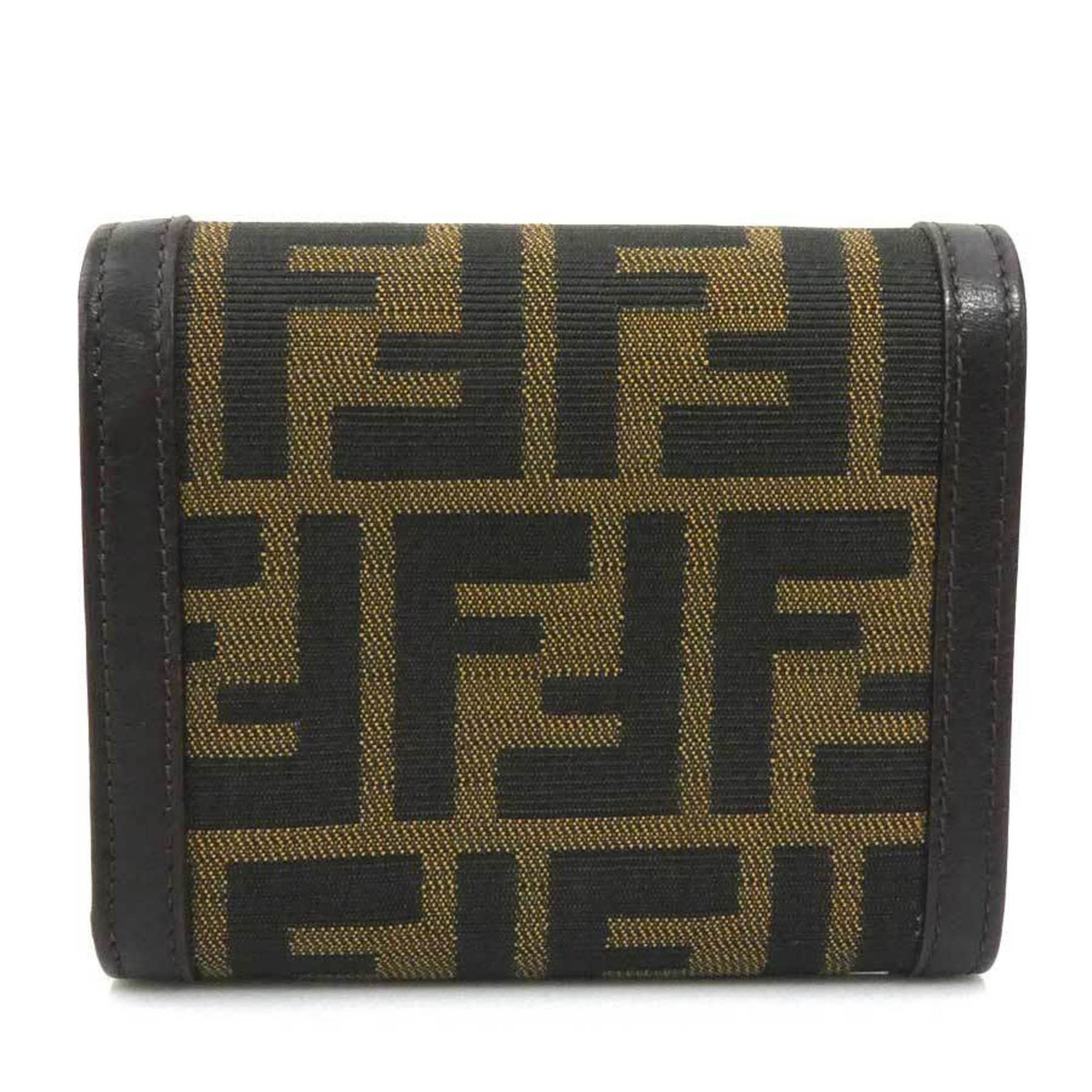 Fendi FENDI Tri-fold Wallet Zucca Canvas Leather Brown Women's e60560g Size ONE SIZE - 2 Thumbnail