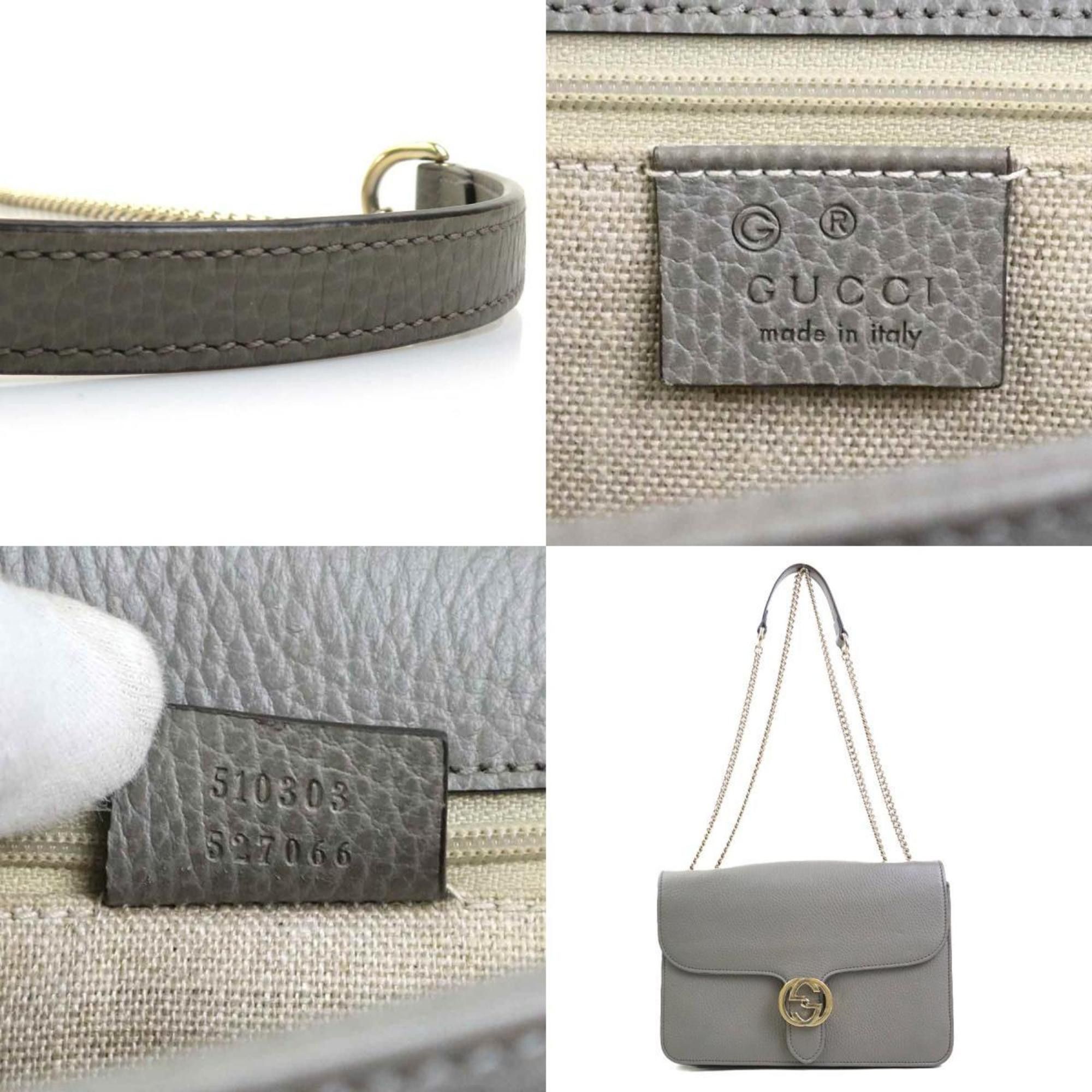 Gucci GUCCI Shoulder Bag Interlocking G Leather Grey Gold Women's 510303 e60572a Size ONE SIZE - 5 Thumbnail