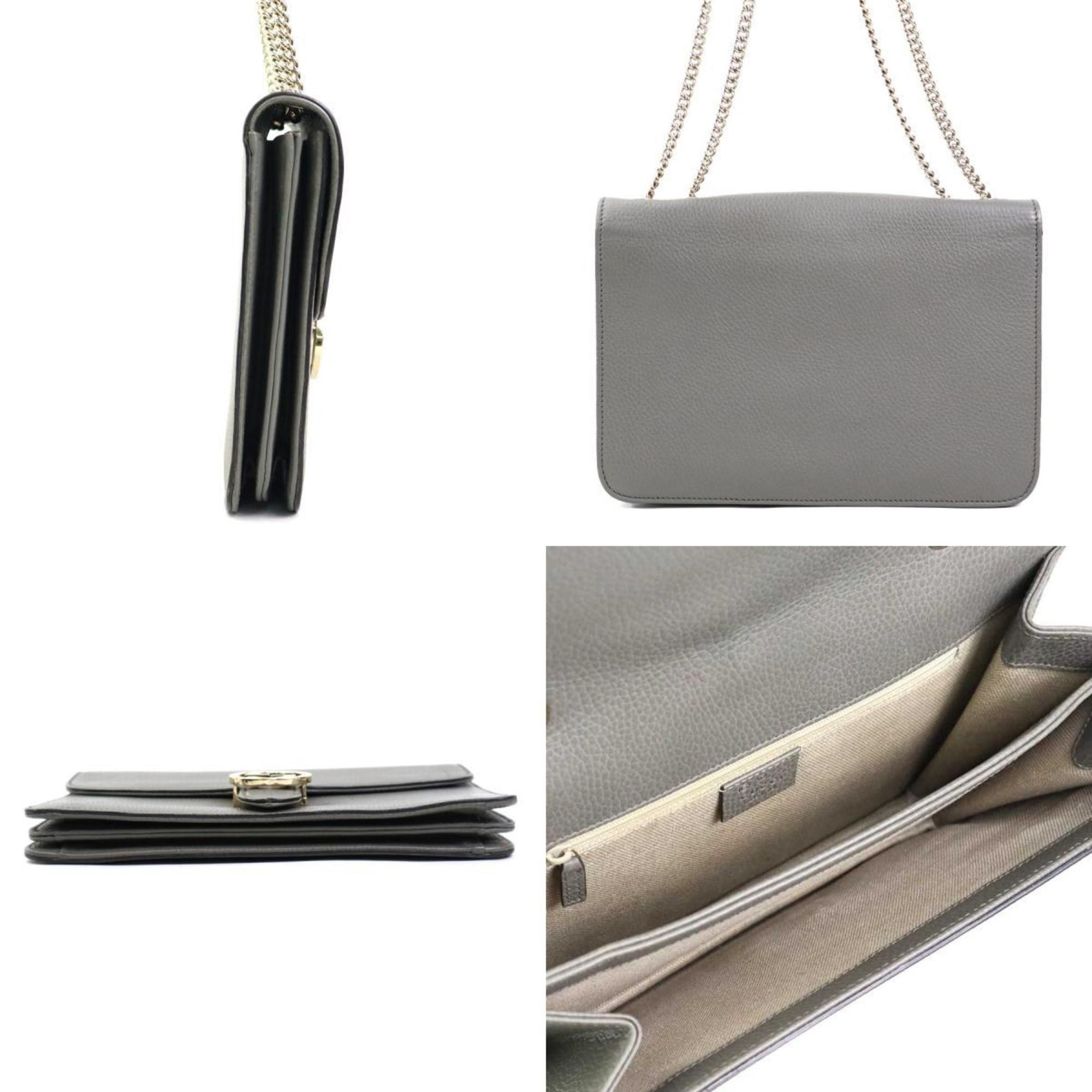 Gucci GUCCI Shoulder Bag Interlocking G Leather Grey Gold Women's 510303 e60572a Size ONE SIZE - 2 Thumbnail
