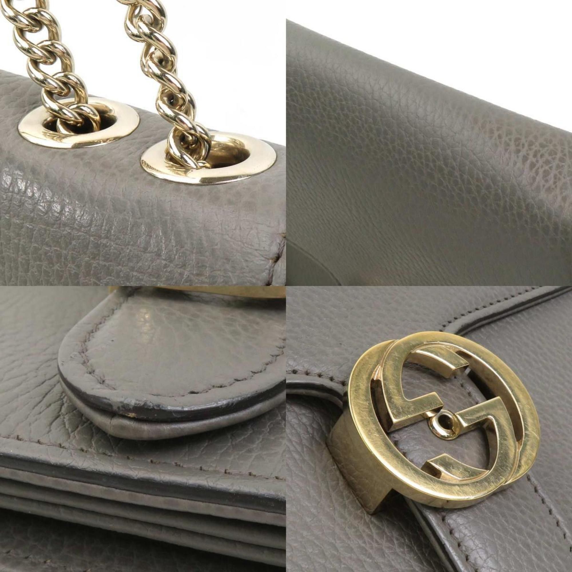Gucci GUCCI Shoulder Bag Interlocking G Leather Grey Gold Women's 510303 e60572a Size ONE SIZE - 4 Thumbnail