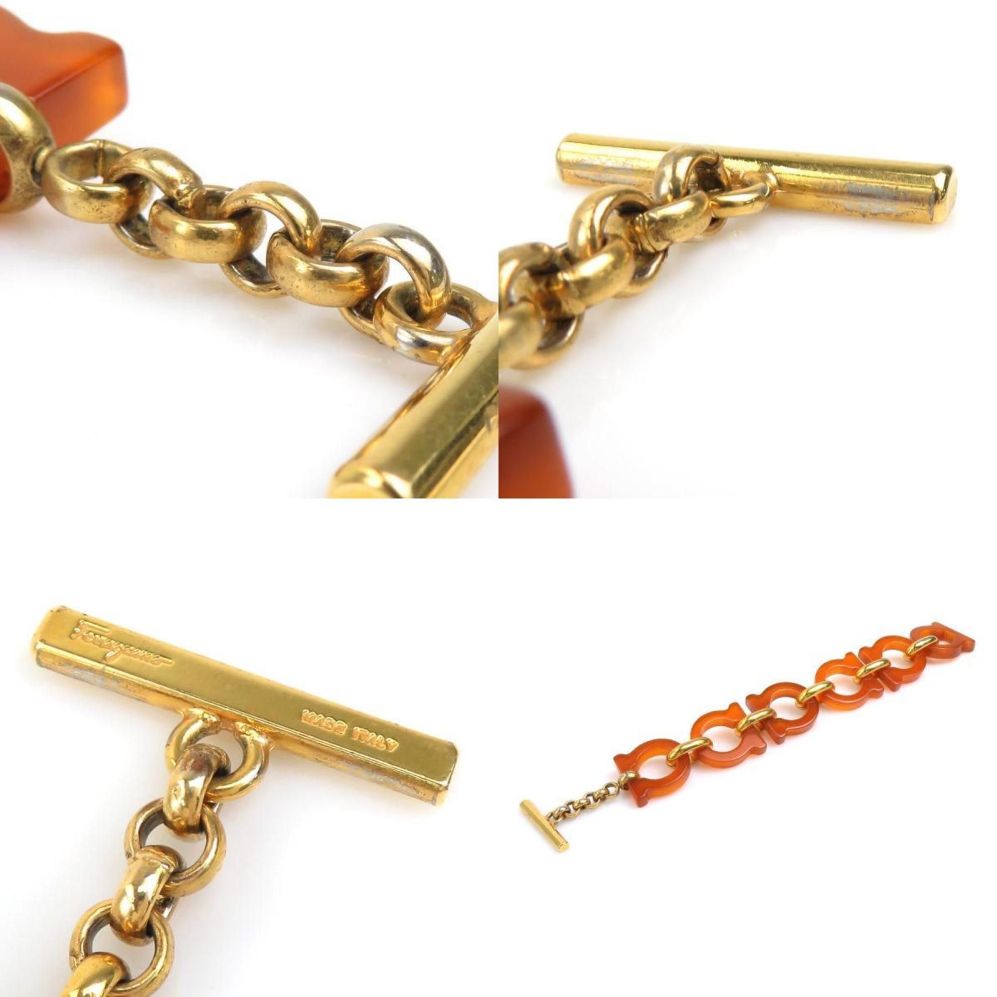 Salvatore Ferragamo Salvatore Ferragamo Bracelet Gancini Plastic Metal Brown Gold Women's e60548g Size ONE SIZE - 5 Thumbnail