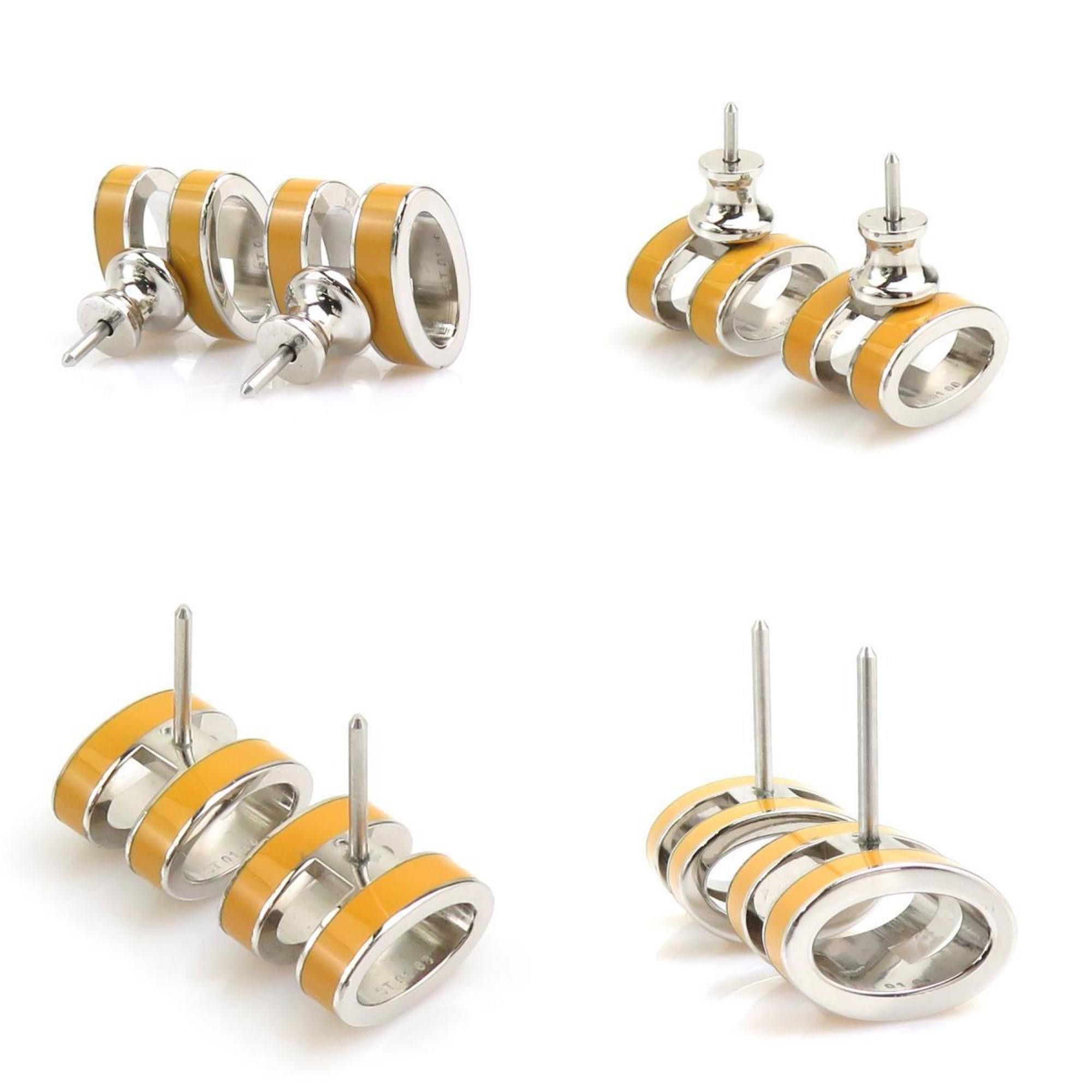 Hermes Hermes earrings mini pop H metal enamel silver yellow ladies e60566j Size ONE SIZE - 3 Thumbnail