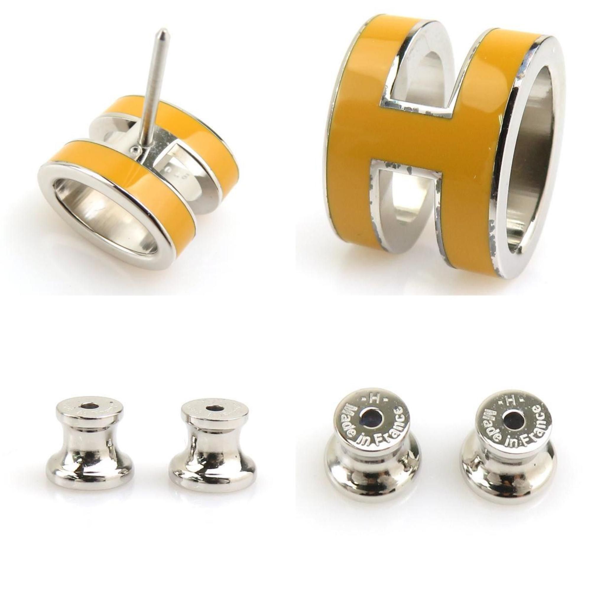 Hermes Hermes earrings mini pop H metal enamel silver yellow ladies e60566j Size ONE SIZE - 4 Thumbnail