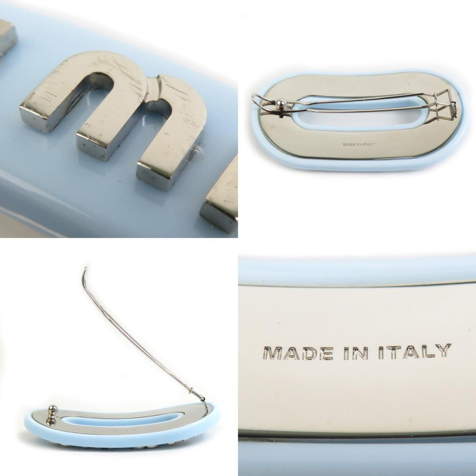 Miu Miu Miu Miu Miu Barrette Hair Accessory Resin Light Blue x Silver Women's r10646j Size ONE SIZE - 5 Thumbnail