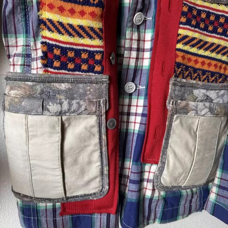 Comme des Garcons rare vintage plaid patchwork jacket Size US XS / EU 42 / 0 - 4 Thumbnail