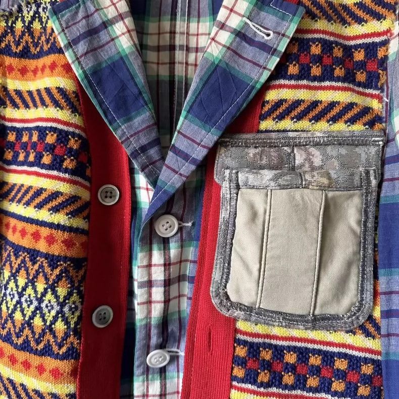 Comme des Garcons rare vintage plaid patchwork jacket Size US XS / EU 42 / 0 - 5 Thumbnail