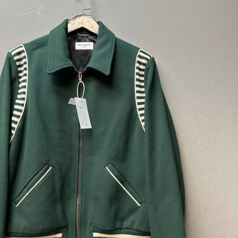 Saint Laurent Paris classic green baseball jacket by saint laurent Size US M / EU 48-50 / 2 - 3 Thumbnail