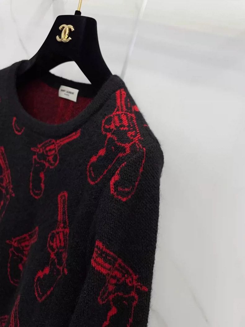 Saint Laurent Paris saint laurent handgun print sweater in black Size US L / EU 52-54 / 3 - 6 Thumbnail