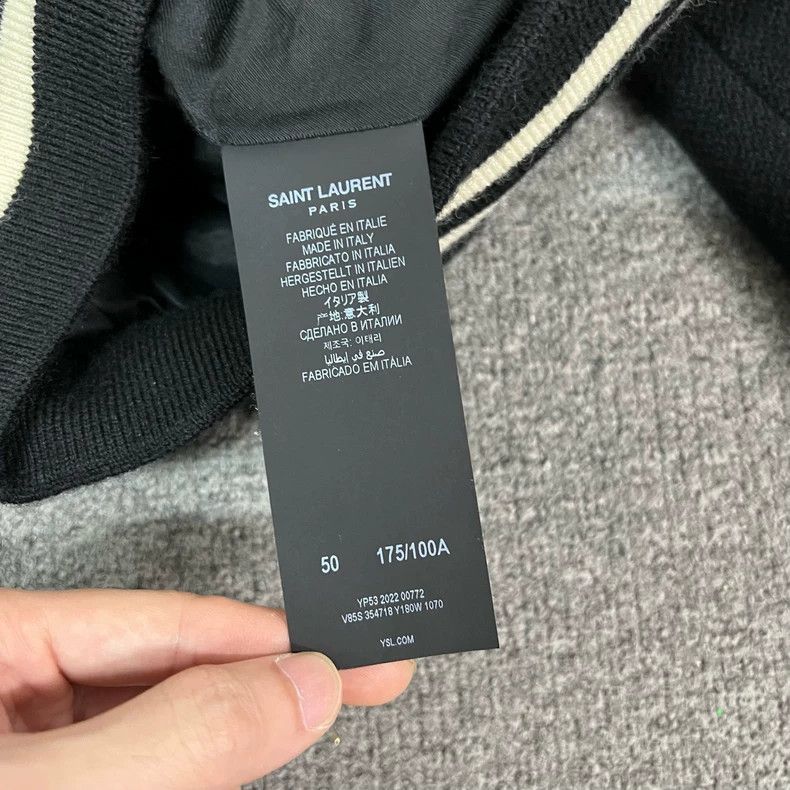 Saint Laurent Paris black baseball jacket with white accents Size US L / EU 52-54 / 3 - 6 Thumbnail