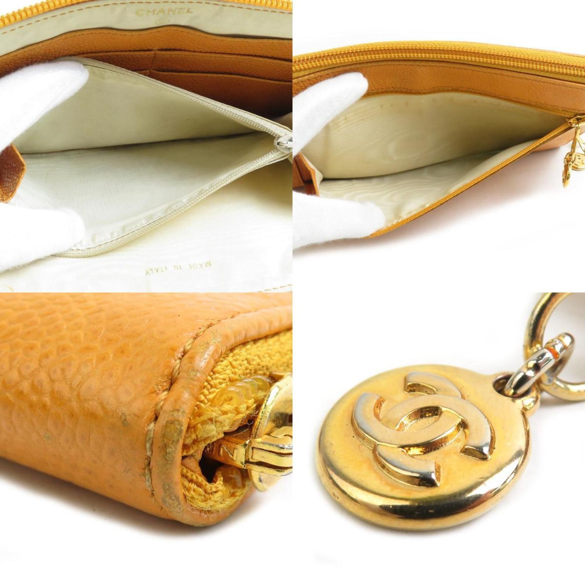 Chanel CHANEL Round Long Wallet Caviar Skin Leather Orange Women's r10640a Size ONE SIZE - 4 Thumbnail