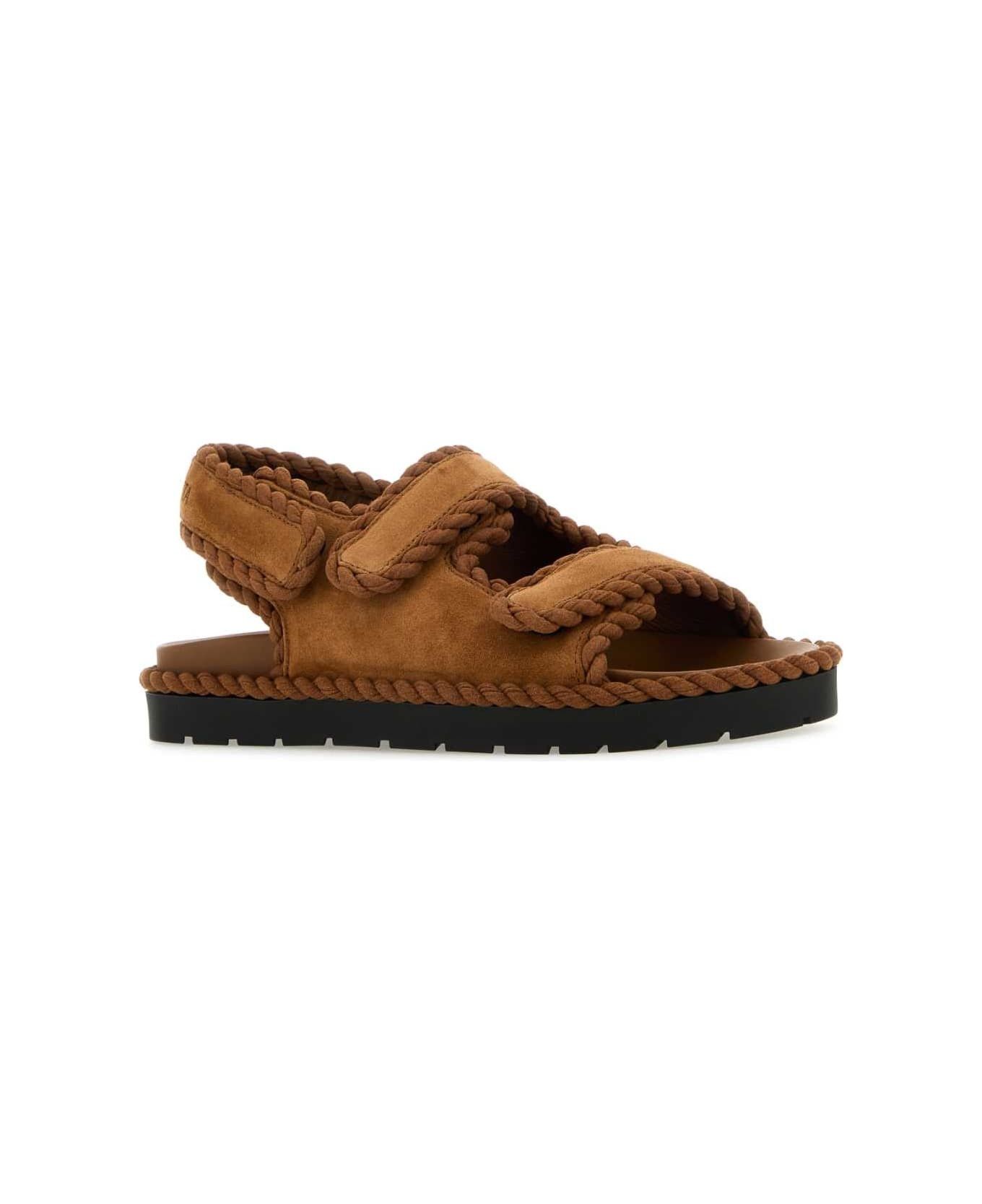 Bottega Veneta jack flat sandal suede brown Size US 5 / IT 35 - 2 Thumbnail