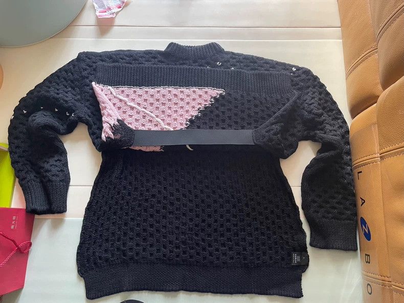 Raf Simons raf simons patterned knit sweater with pink detail Size US L / EU 52-54 / 3 - 6 Thumbnail