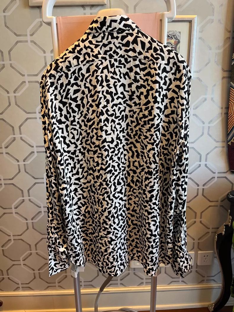 Saint Laurent Paris black and white patterned silk shirt Size US L / EU 52-54 / 3 - 5 Thumbnail