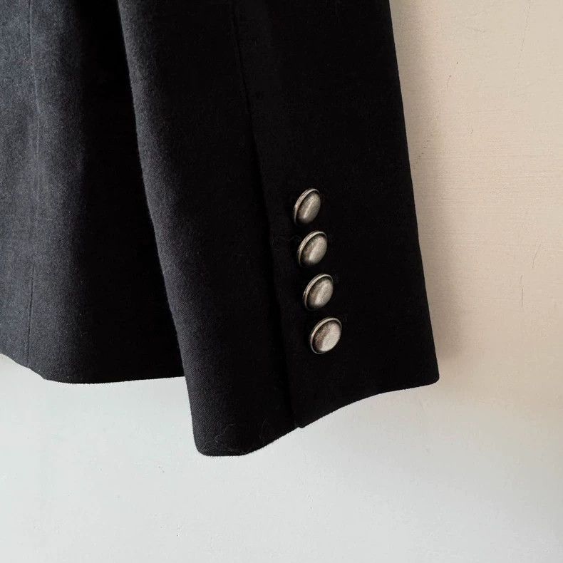 Yves Saint Laurent Saint Laurent Black Courtyard Jacket with Silver Buttons Size US L / EU 52-54 / 3 - 4 Thumbnail