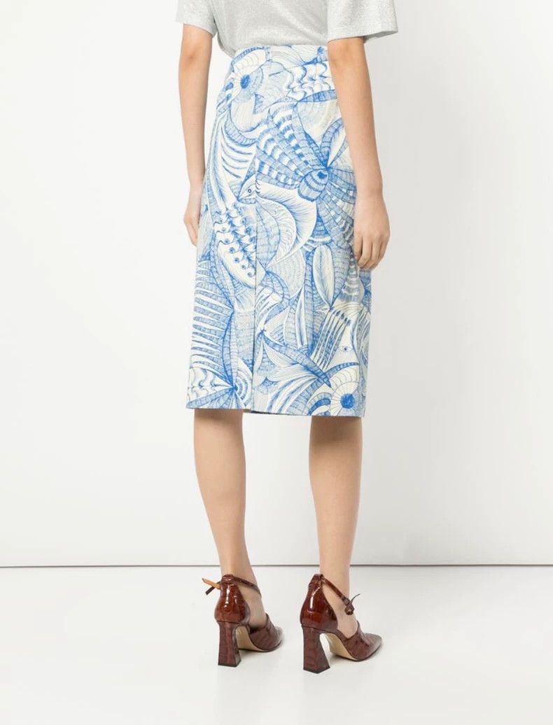 Dries Van Noten dries van noten feather print denim skirt Size US 36 / EU 52 - 8 Thumbnail