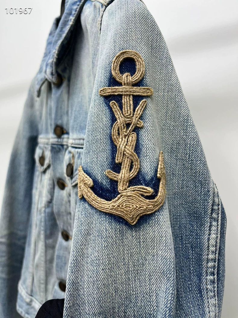 Saint Laurent Paris saint laurent denim jacket with anchor patch Size US S / EU 44-46 / 1 - 3 Thumbnail