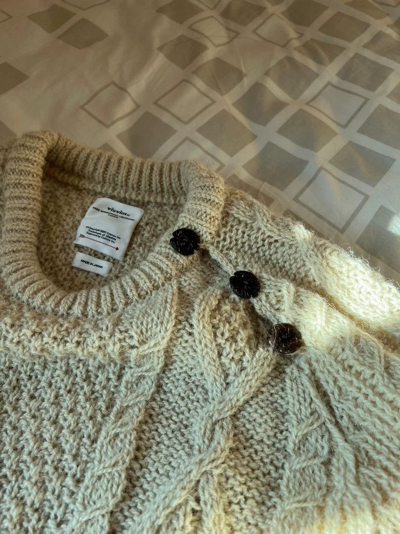 visvim bollard crew knit sweater in beige - dg7global.com