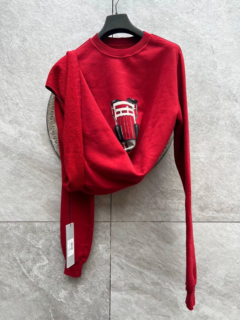 Rick Owens Rick Owens Red Subhuman Sweatshirt with Holes Size US S / EU 44-46 / 1 - 6 Thumbnail