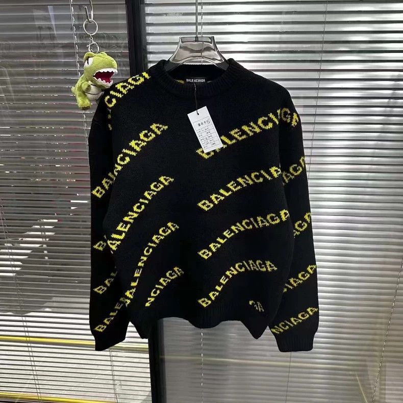 Balenciaga balenciaga gray logo knit sweater Size US L / EU 52-54 / 3 - 6 Thumbnail