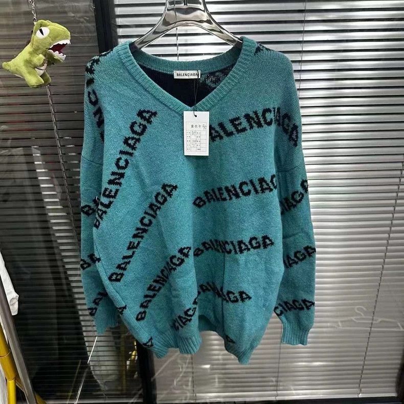 Balenciaga balenciaga gray logo knit sweater Size US L / EU 52-54 / 3 - 5 Thumbnail