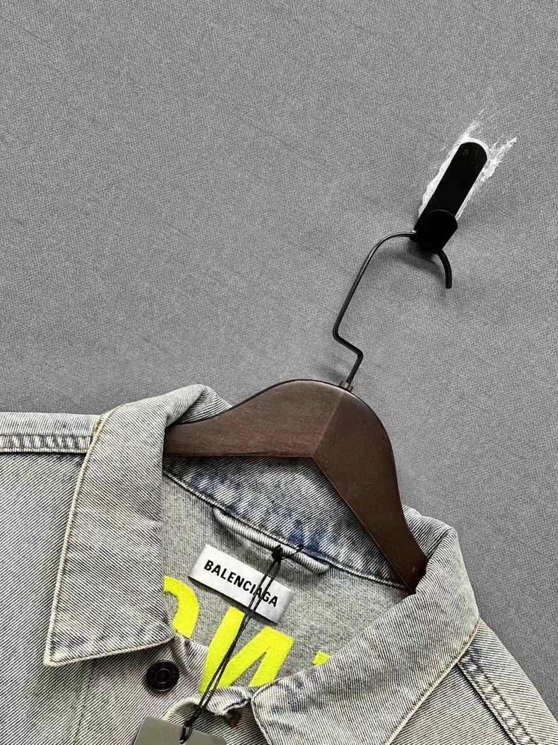 balenciaga logo denim jacket with tags