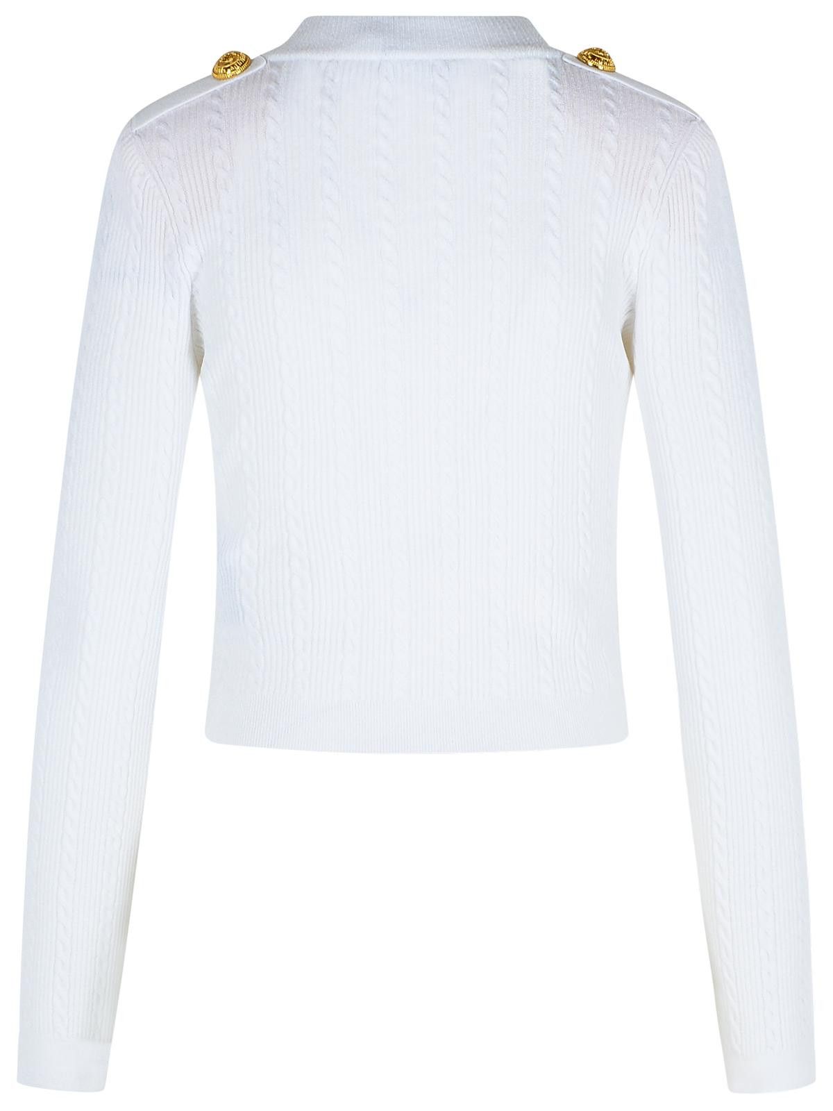 Balmain BALMAIN White Viscose Blend Cardigan Size M / US 6-8 / IT 42-44 - 3 Thumbnail