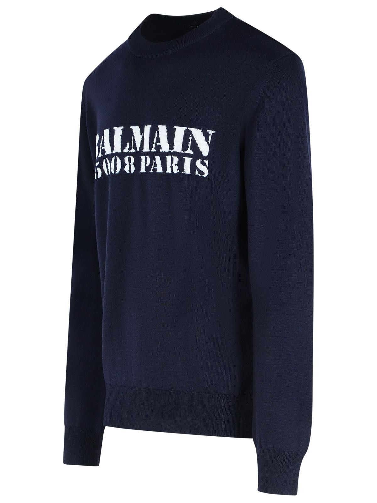 Balmain BALMAIN Navy Merino Wool Sweater Size US XL / EU 56 / 4 - 2 Thumbnail