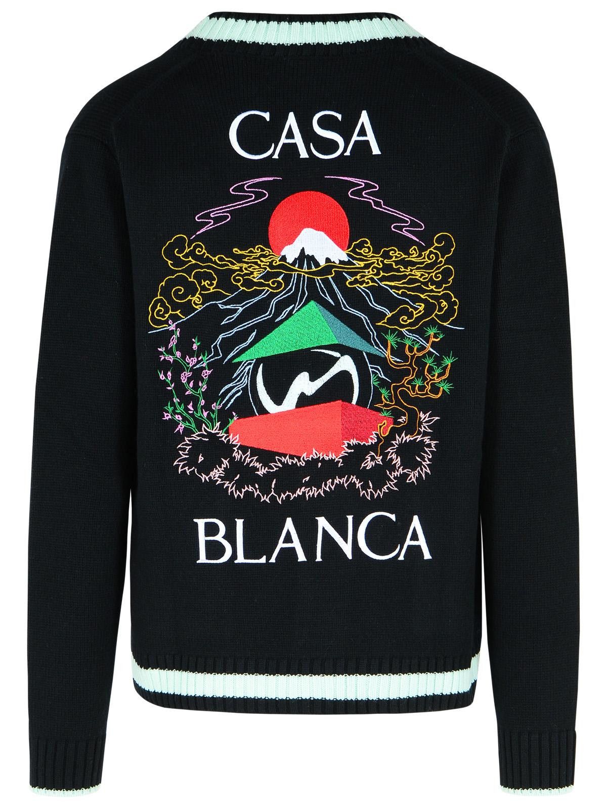 Casablanca CASABLANCA 'Mountain Temple' Black Merino Wool Embroidered Cardigan Size US M / EU 48-50 / 2 - 3 Thumbnail