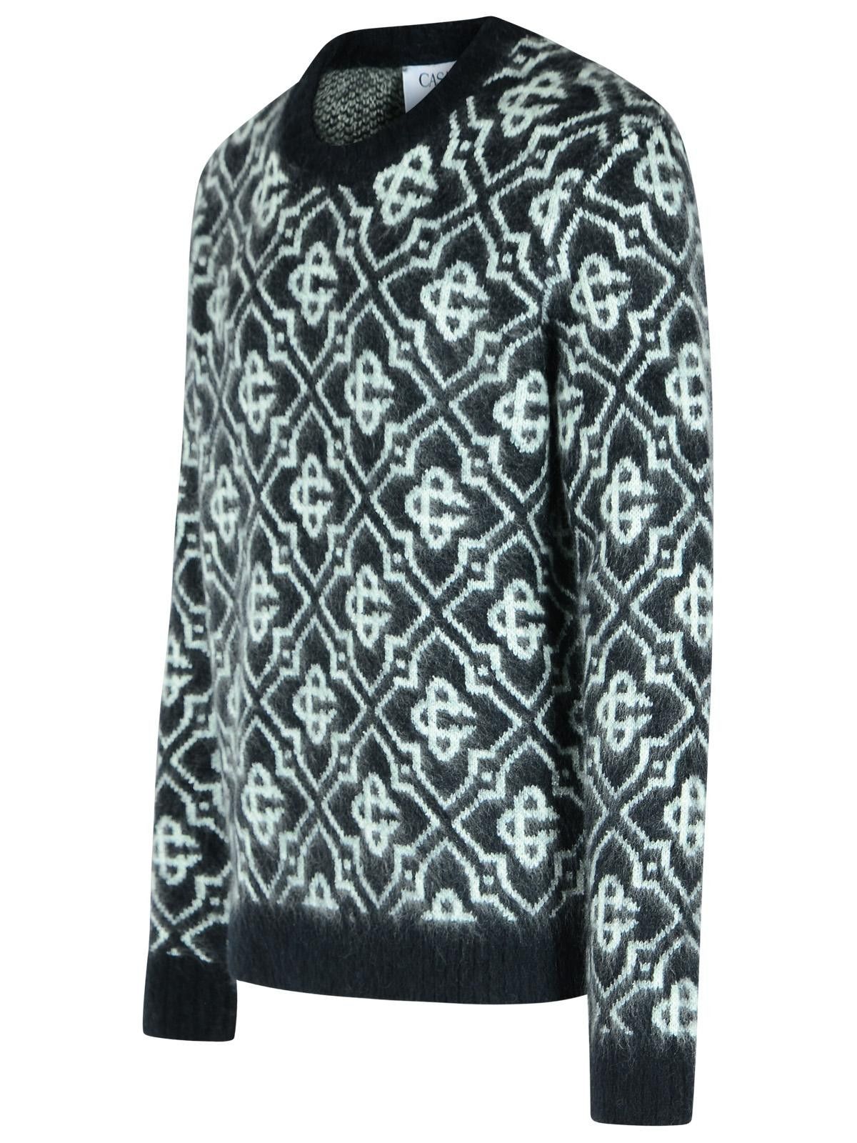 Casablanca CASABLANCA Black Mohair Blend Monogrammed Sweater Size US M / EU 48-50 / 2 - 2 Thumbnail