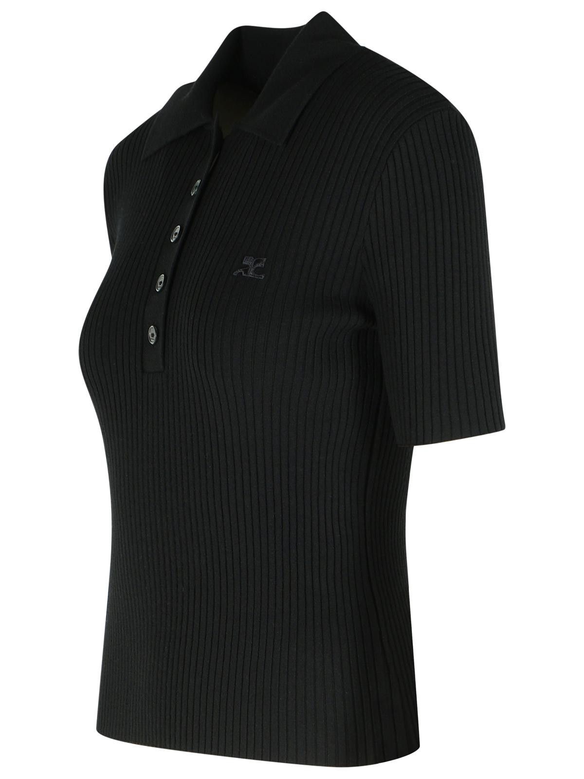 Courreges COURREGES Black Viscose Blend Polo Shirt Size S / US 4 / IT 40 - 2 Thumbnail
