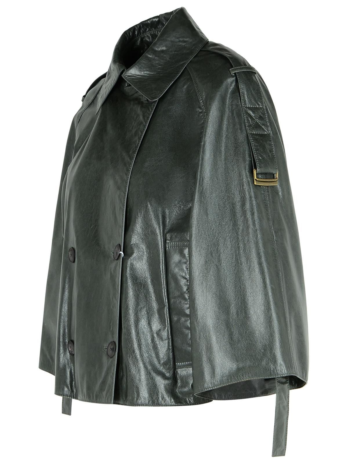 Max Mara MAX MARA 'Tenace' Grey Leather Jacket Size XS / US 0-2 / IT 36-38 - 2 Thumbnail