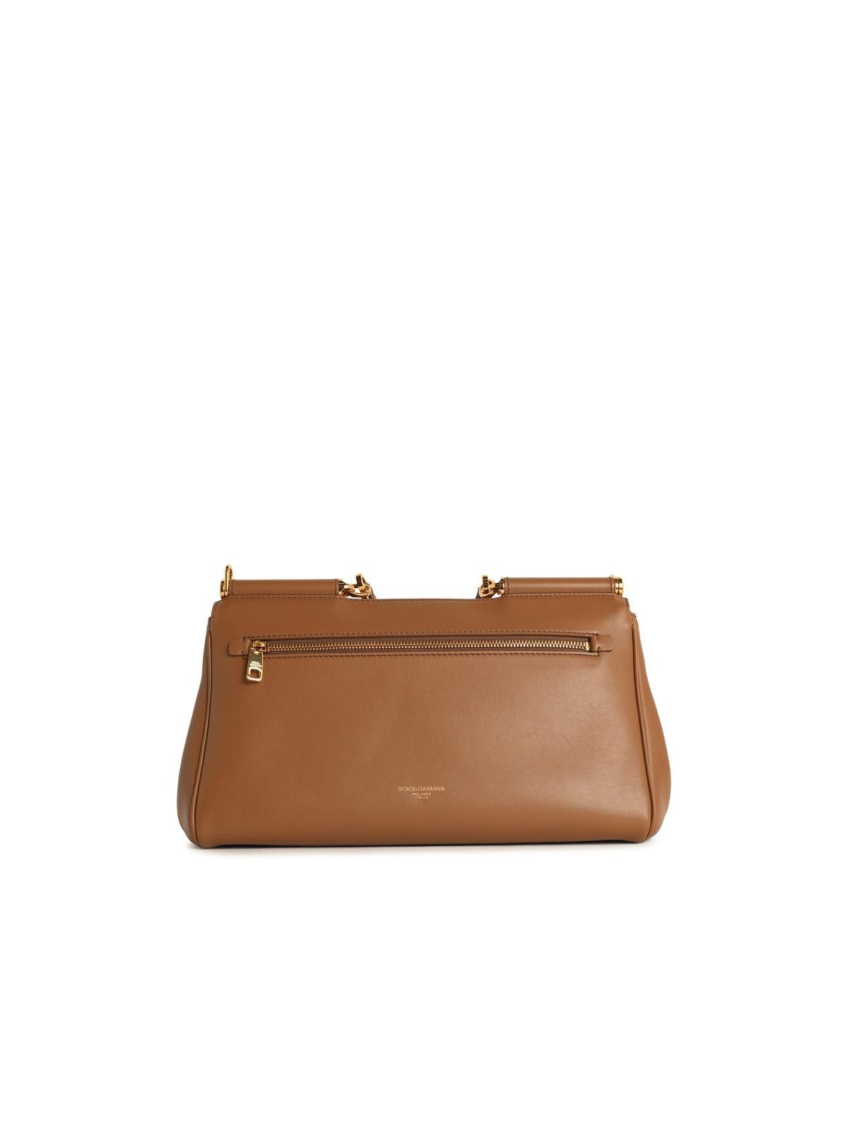 Dolce & Gabbana DOLCE & GABBANA 'My Sicily' Calf Leather 'Plongé' Caramel Handbag Size ONE SIZE - 3 Thumbnail