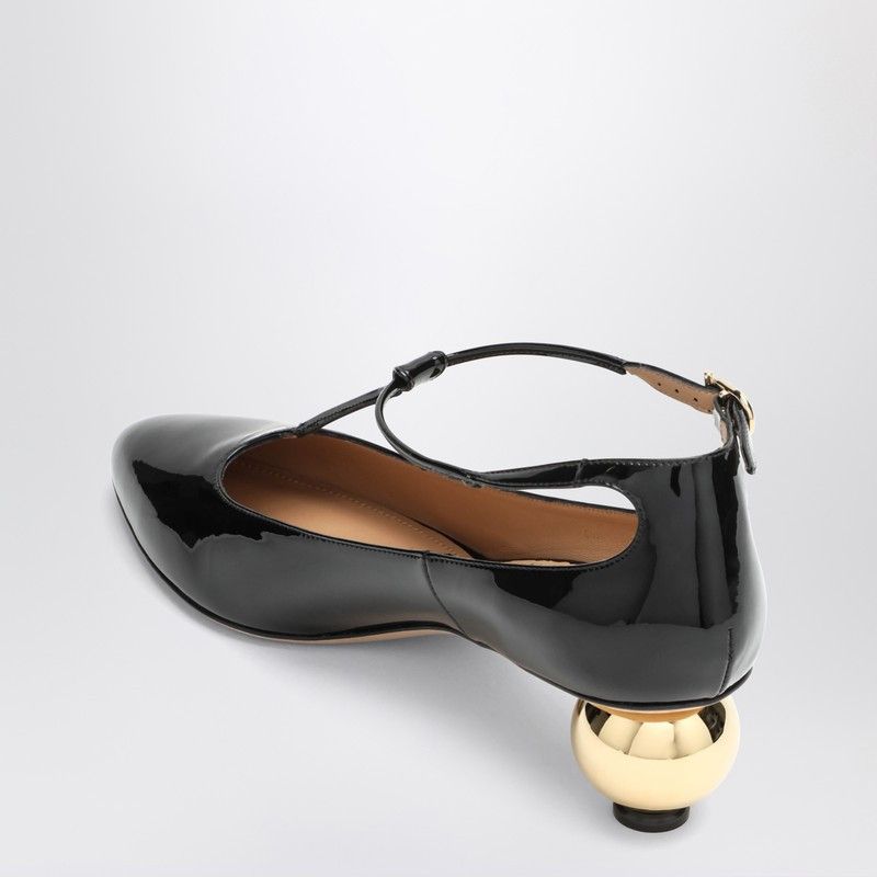 Salvatore Ferragamo Ferragamo Black Patent T-Strap Décolleté Size US 6.5 / IT 36.5 - 2 Thumbnail