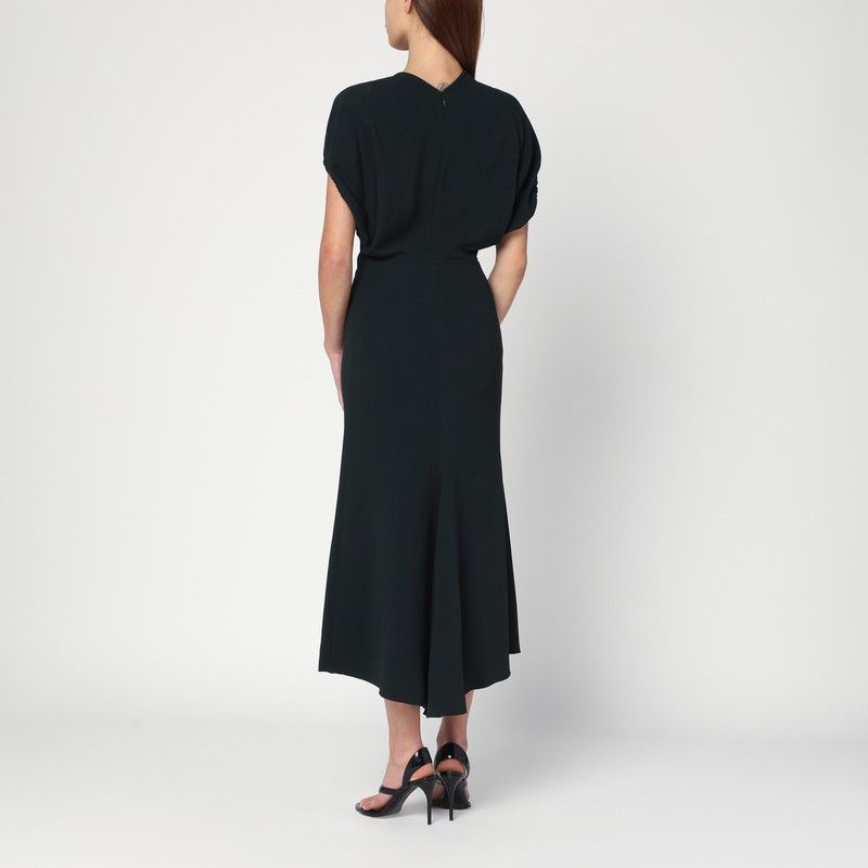 Victoria Beckham Victoria Beckham Dark Green Midi Dress In Satin Size S / US 4 / IT 40 - 2 Thumbnail