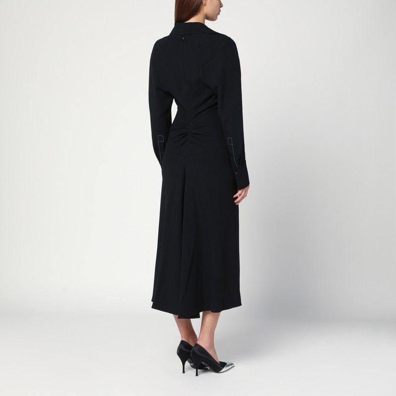 Victoria Beckham Victoria Beckham Black Satin Shirt Dress Midi Size M / US 6-8 / IT 42-44 - 2 Thumbnail