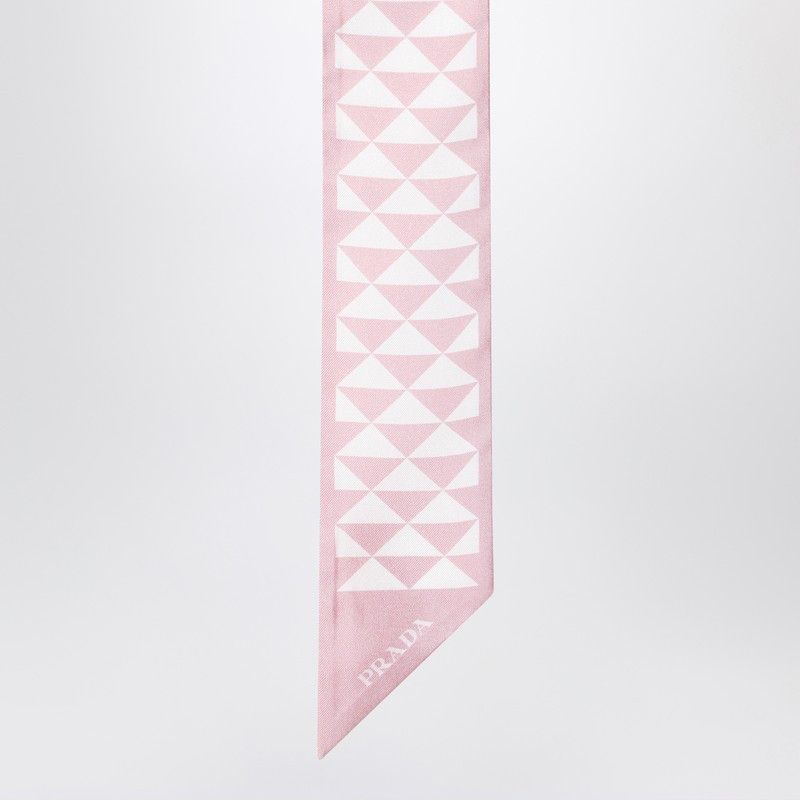 Prada Prada Silk Jacquard Scarf Pink/White Size ONE SIZE - 2 Thumbnail